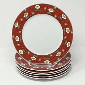 Villeroy & Boch Switch 1 Ava Red Flower Salad Side Plates Germany 8.25” Set Of 6